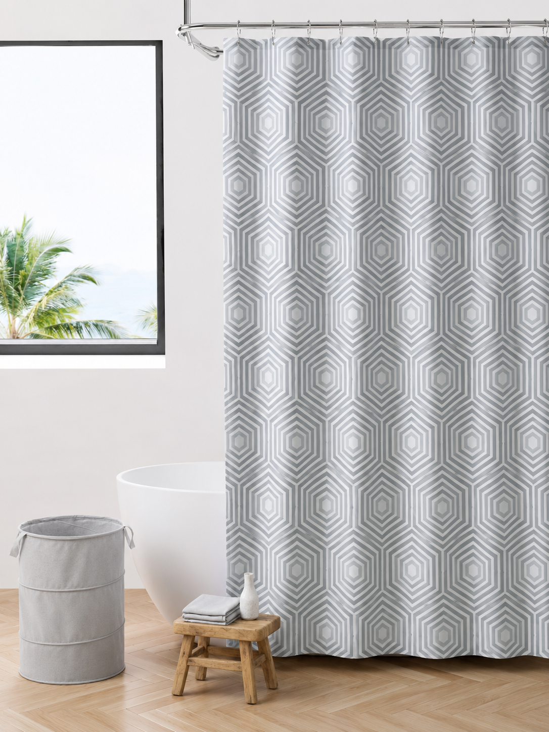 Shower Curtain Set with Laundry Basket - Housewell