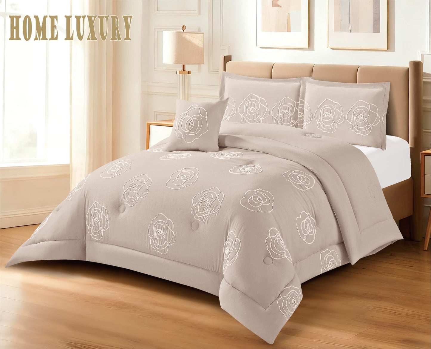 Embroidered Comforter Set Double "Floral" - Home Luxury