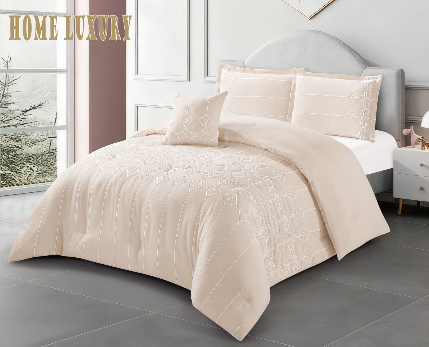 Embroidered Comforter Set Double "Diamond" - Home Luxury