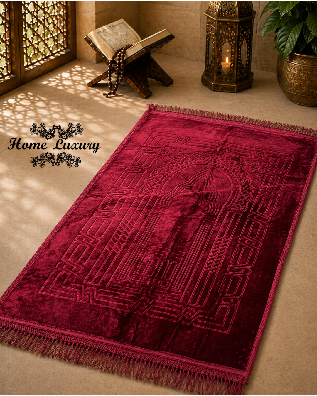 Printed Rectangle Padded Prayer Rug - Mihrab