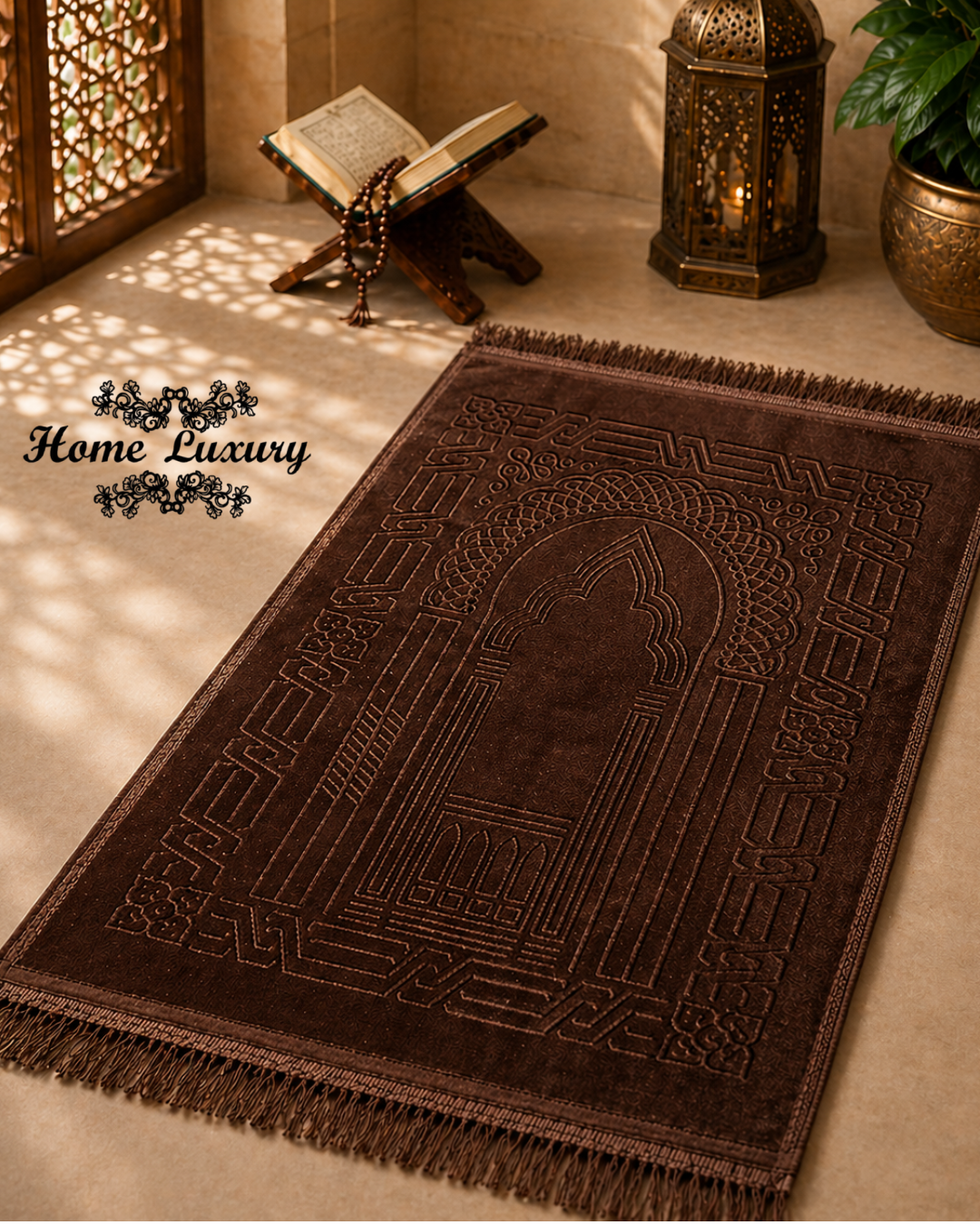 Printed Rectangle Padded Prayer Rug - Mihrab
