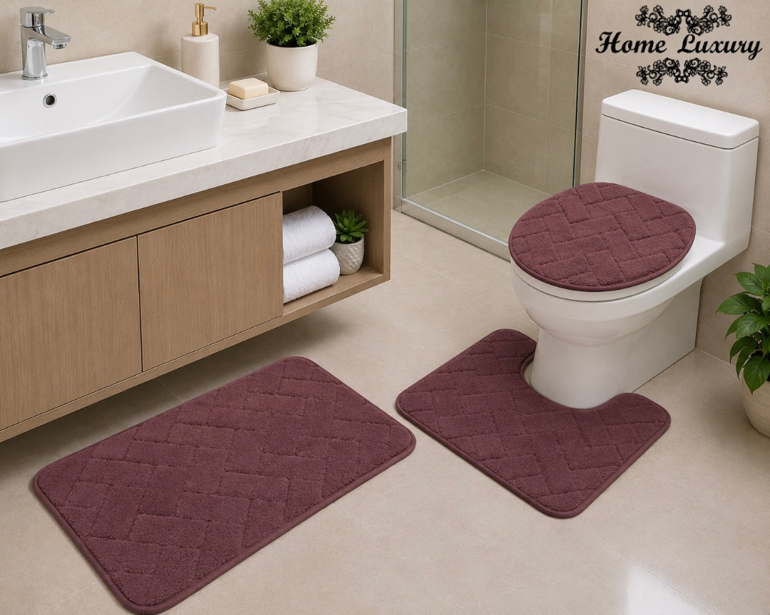 Plain Jacquard Bathmat Set - Home Luxury