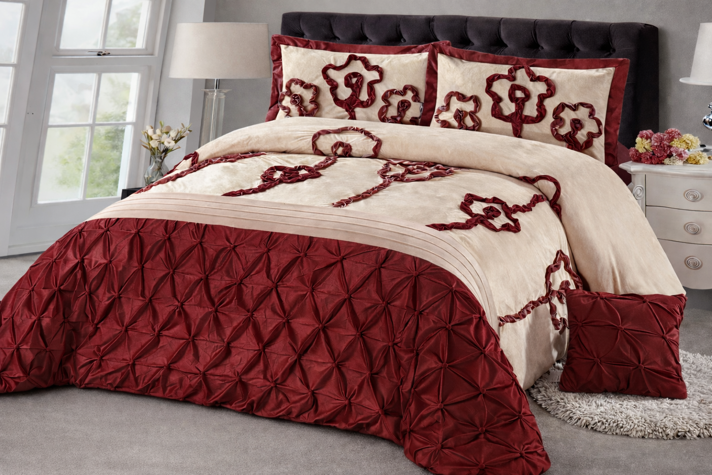 Flower Velvet Comforter - Home Luxury