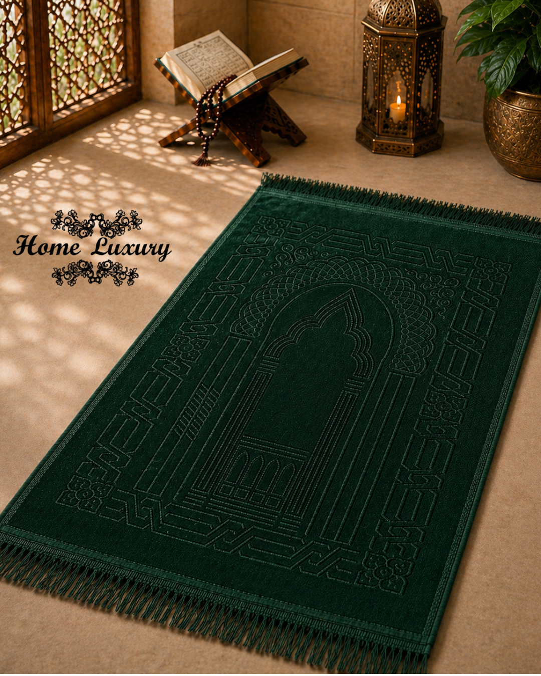 Printed Rectangle Padded Prayer Rug - Mihrab
