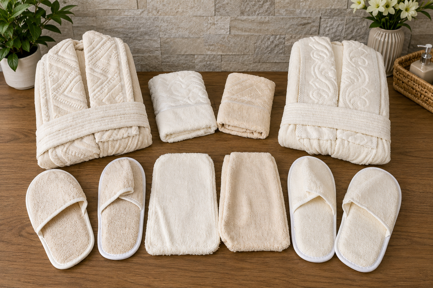 Bathrobe Set - Ivory