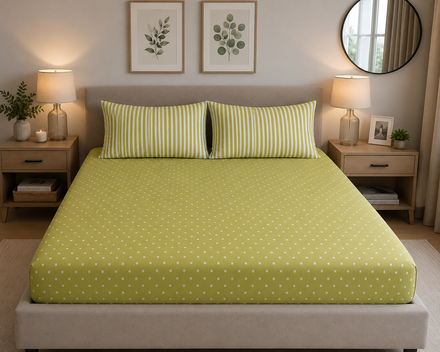 Stripes & Dots Fitted Sheets Double - Cannon