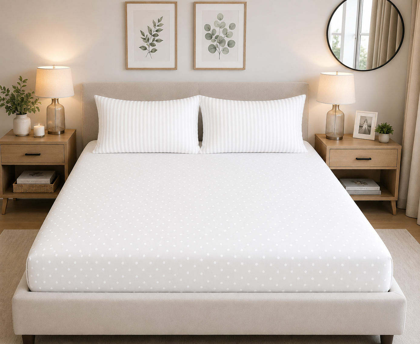 Stripes & Dots Fitted Sheet King - Cannon