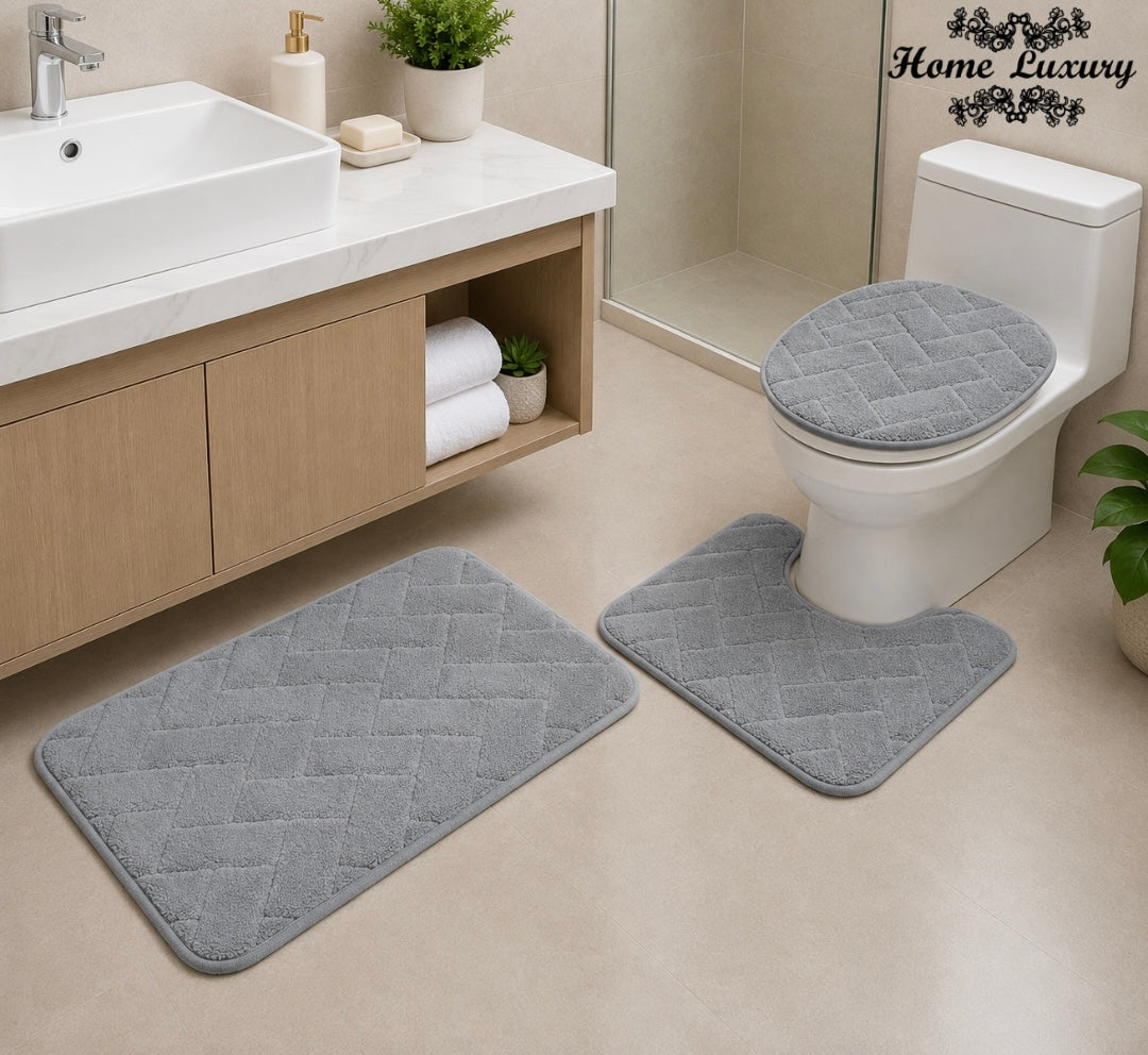 Plain Jacquard Bathmat Set - Home Luxury