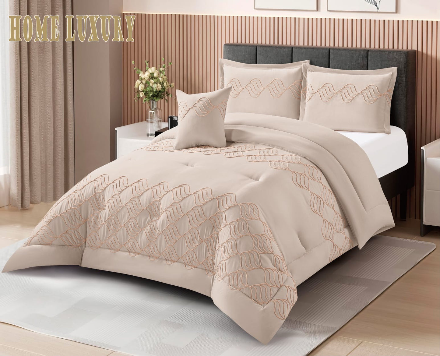 Embroidered Comforter Set Double "Waves" - Home Luxury