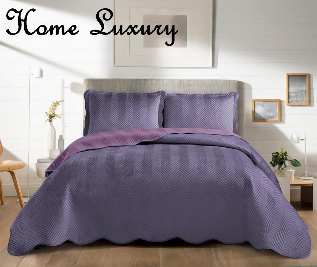 Ultrasonic Velvet Bed Spread Double - Home Luxury