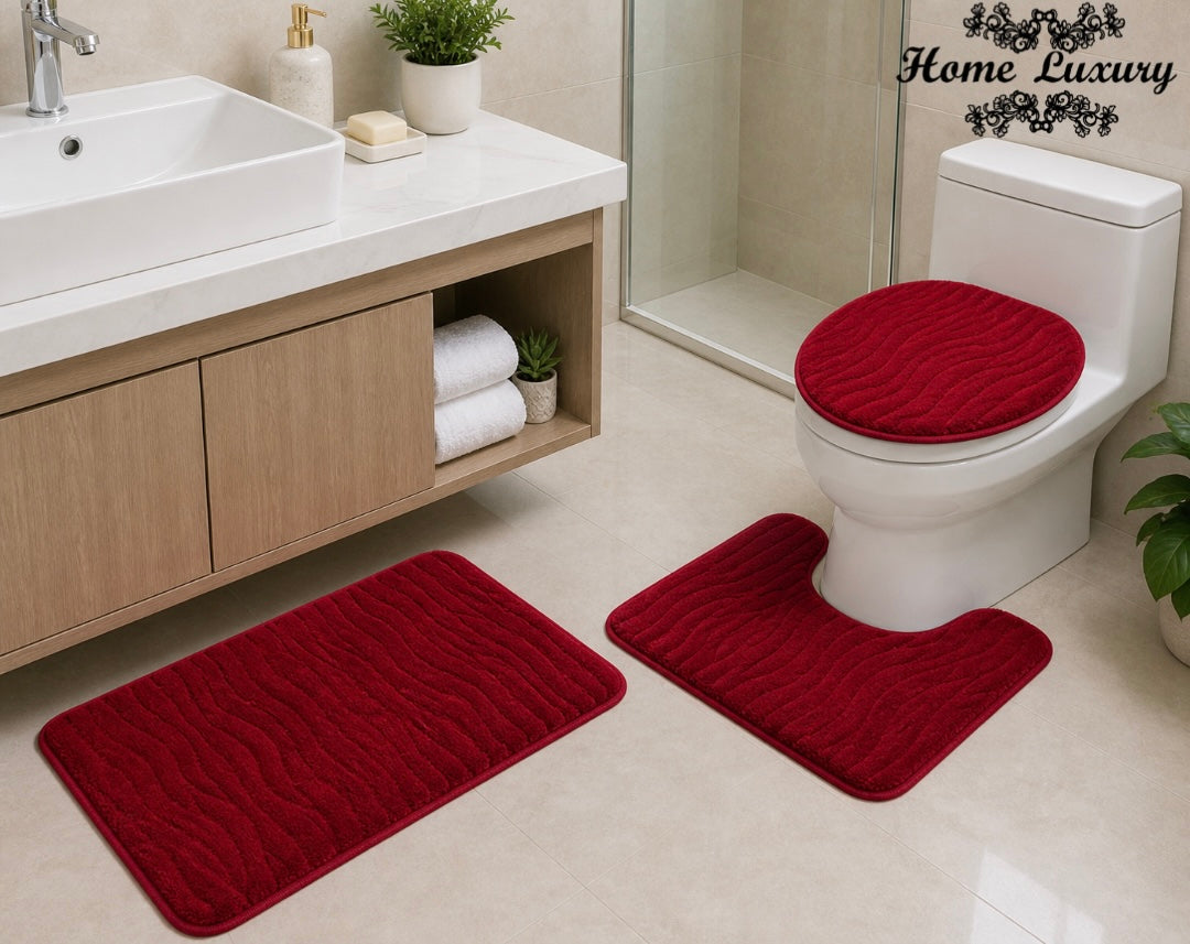 Plain Jacquard Bathmat Set - Home Luxury
