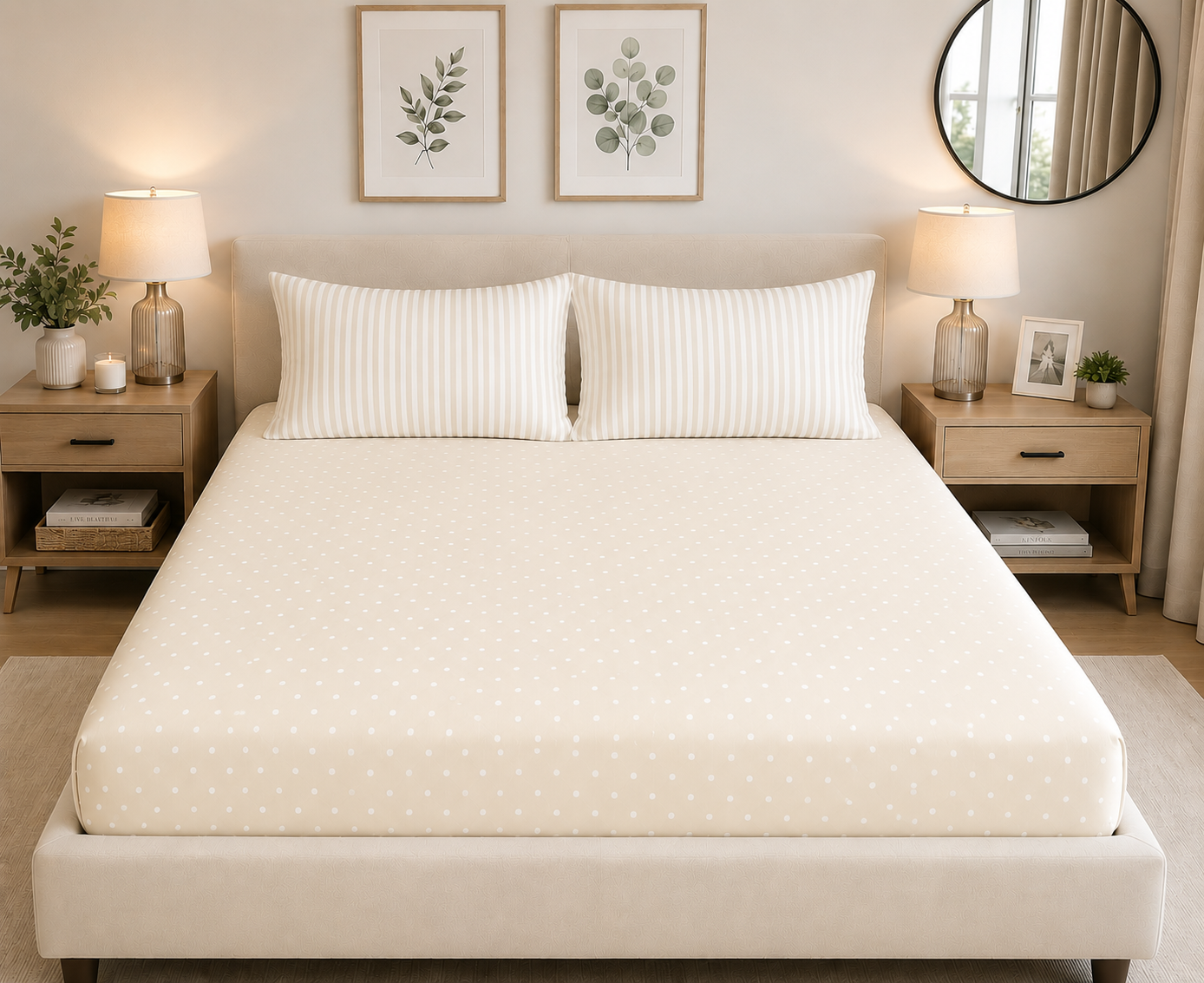 Stripes & Dots Fitted Sheet King - Cannon