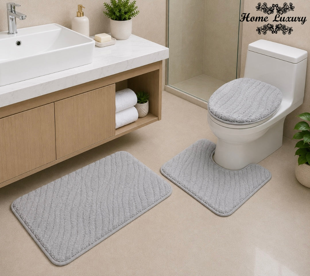 Plain Jacquard Bathmat Set - Home Luxury