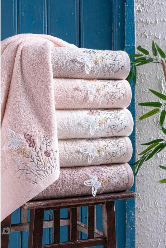 Wildflower Butterfly Embroidered Towel - Purry