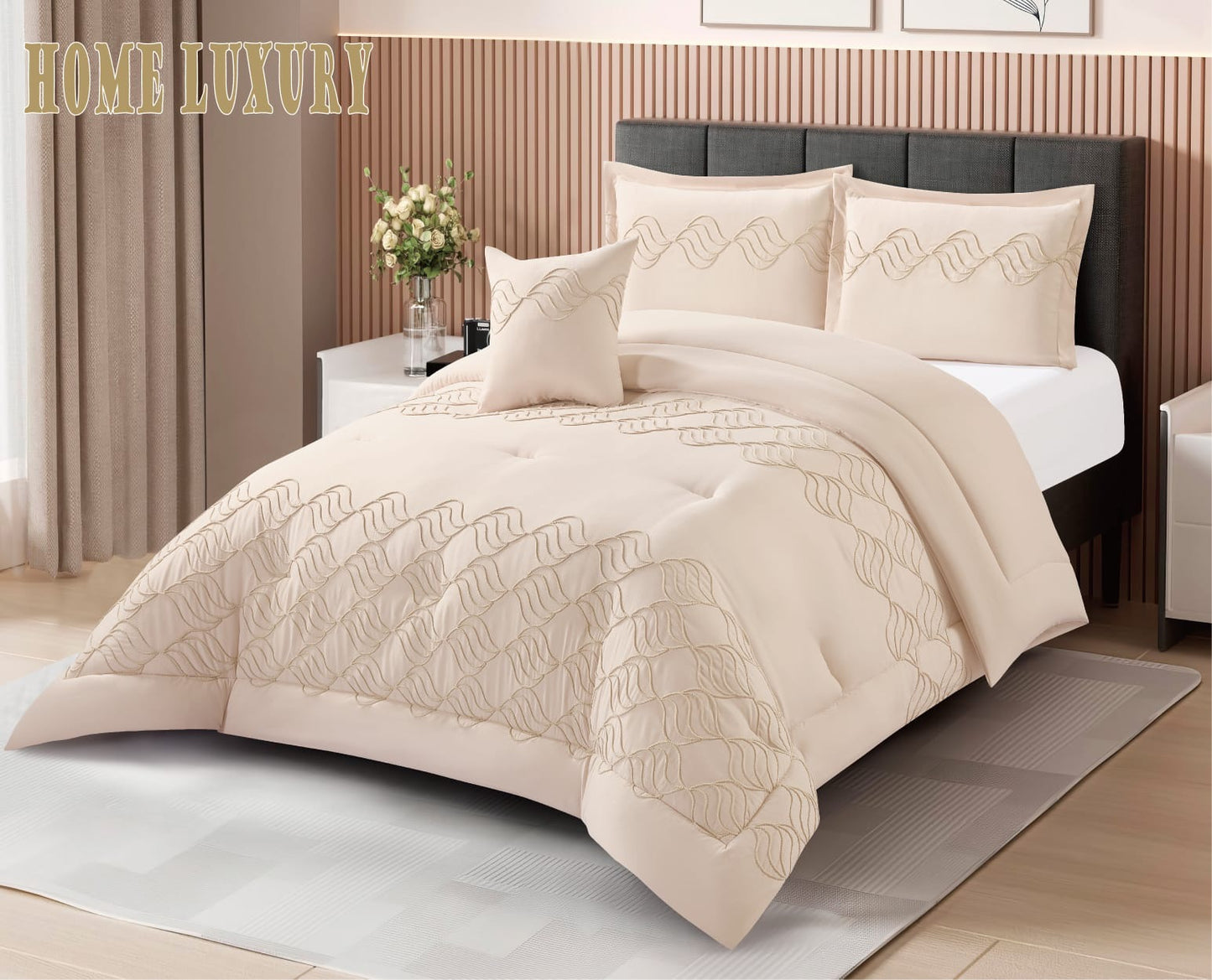 Embroidered Comforter Set Double "Waves" - Home Luxury