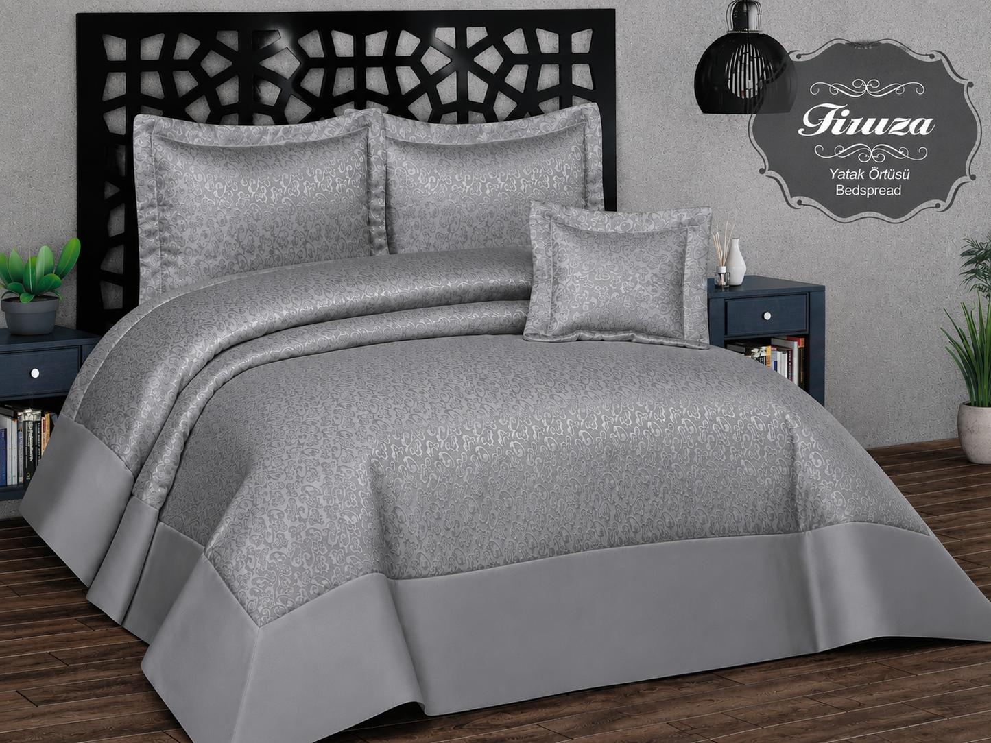 Embroidered Double Bed Cover - Decoletto