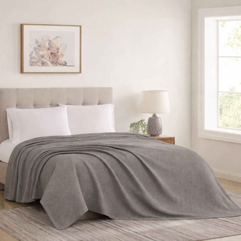 Plain Summer Cotton Blanket Double - Cannon