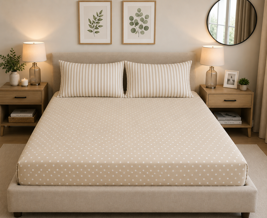 Stripes & Dots Fitted Sheet King - Cannon