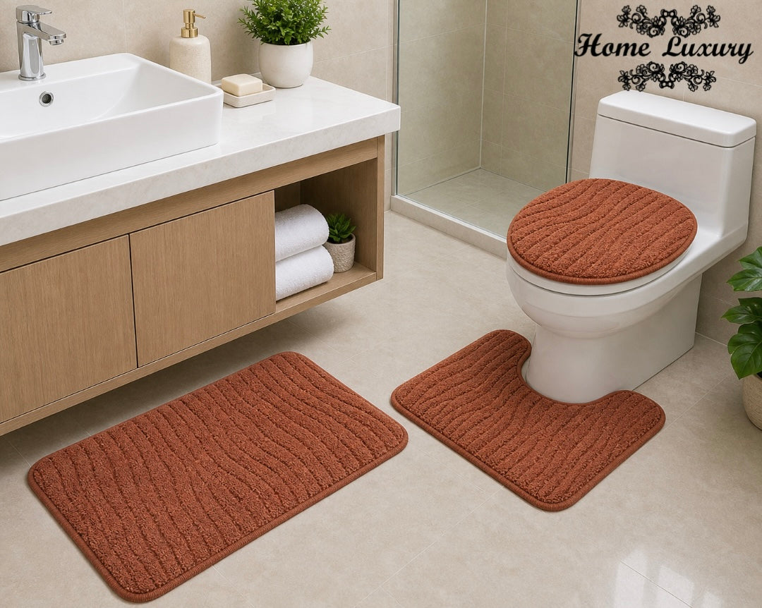 Plain Jacquard Bathmat Set - Home Luxury