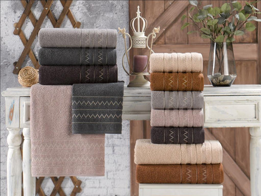 Chevron Embroidery Jacquard Towel - Purry