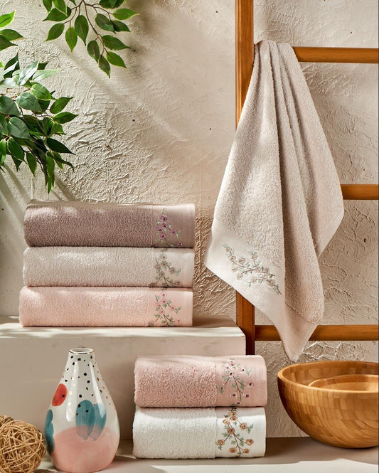 Cherry Blossom Embroidered Towel - Purry