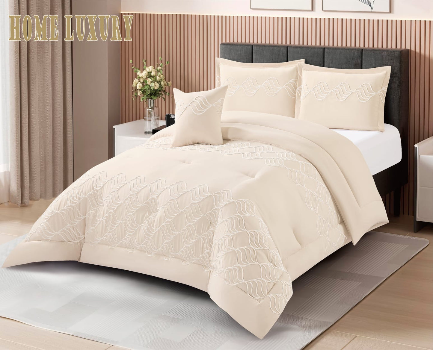 Embroidered Comforter Set Double "Waves" - Home Luxury