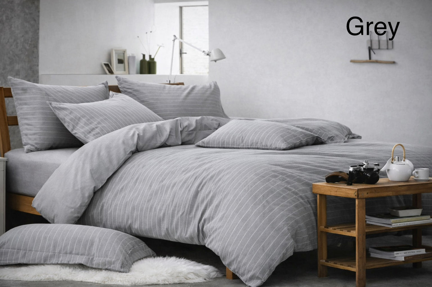 Denim Print Double Duvet Cover Set - Cannon