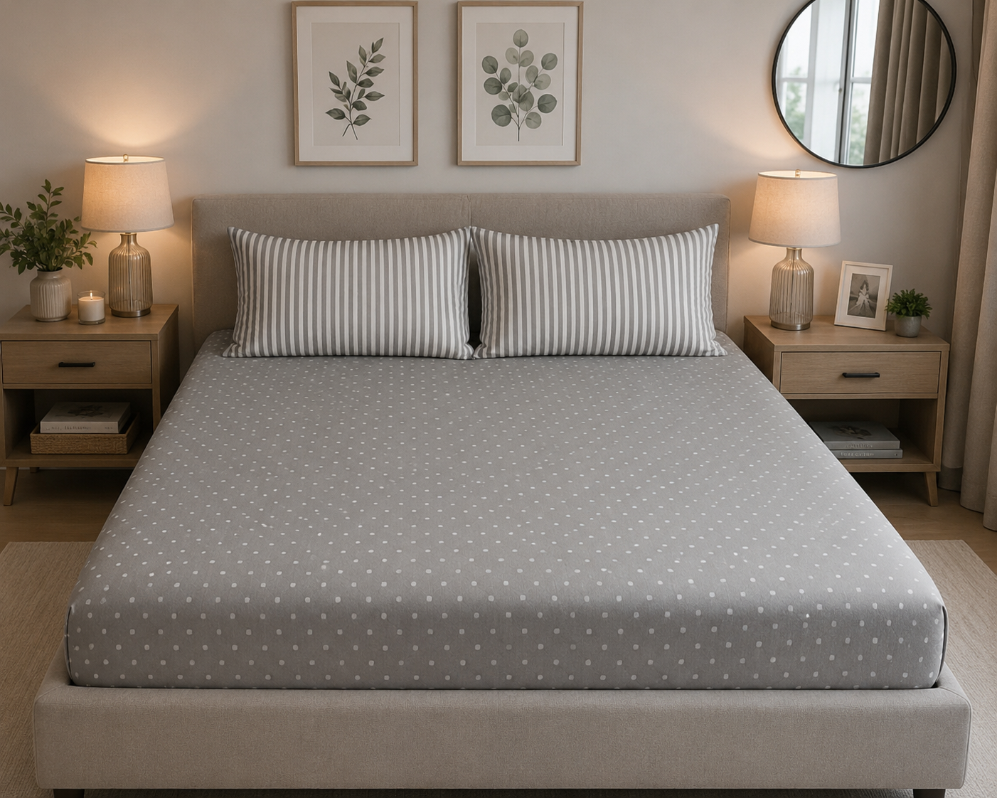 Stripes & Dots Fitted Sheet King - Cannon