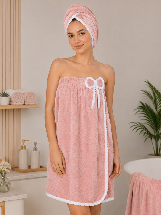 Plain Microfiber Sortie De Bain "White Borders"