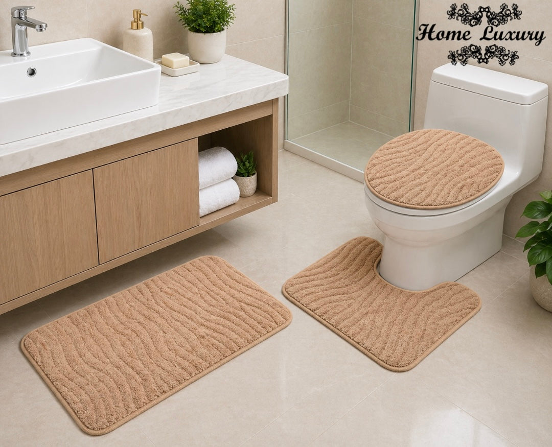 Plain Jacquard Bathmat Set - Home Luxury