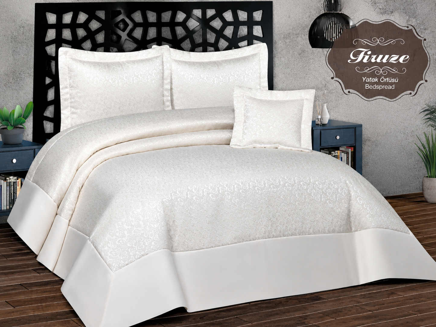 Embroidered Double Bed Cover - Decoletto