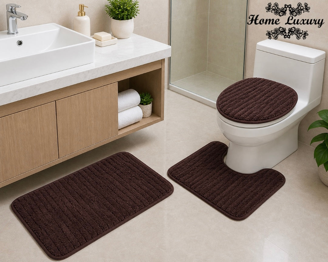 Plain Jacquard Bathmat Set - Home Luxury