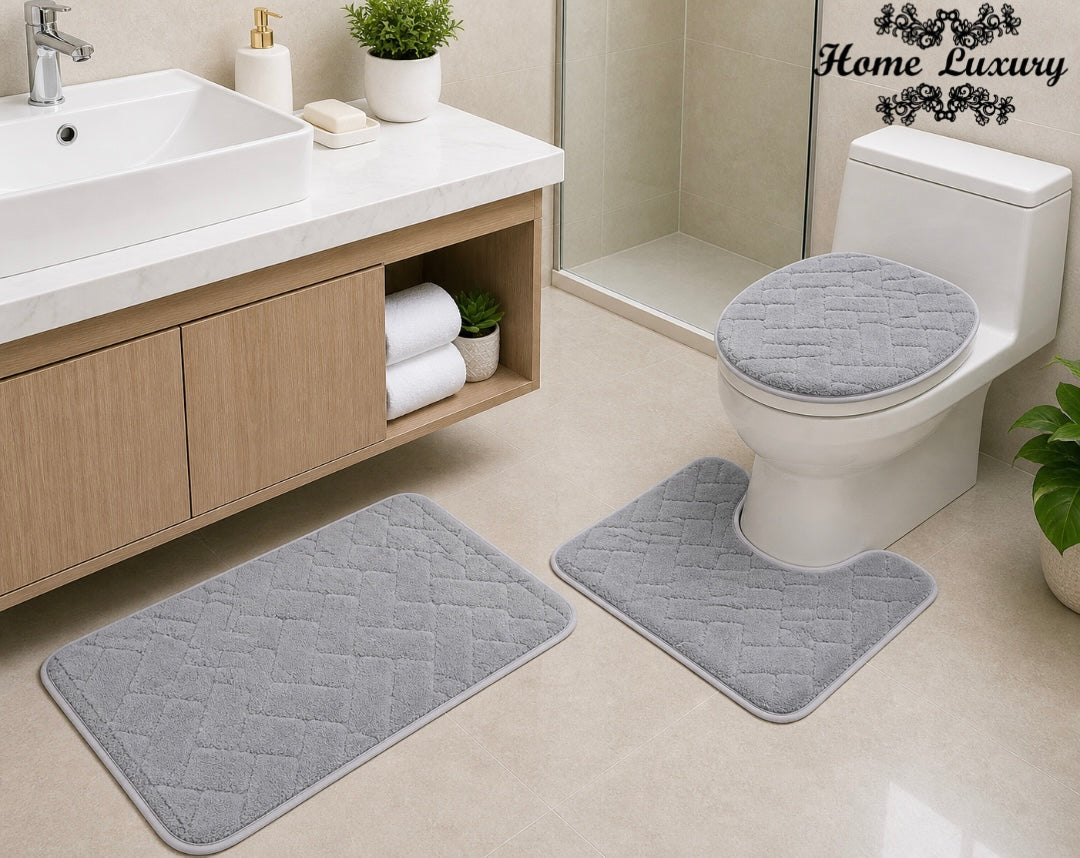 Plain Jacquard Bathmat Set - Home Luxury