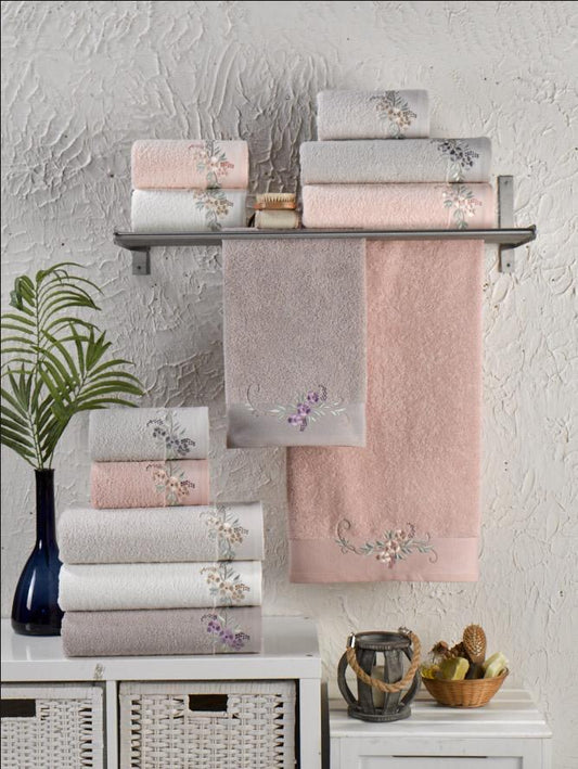 Lilac Blossom Embroidered Towel - Purry