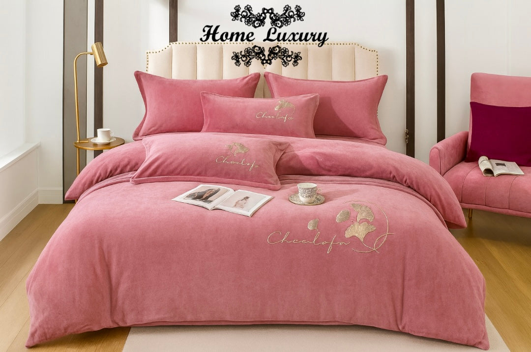 Embroidered Velvet Bed Set Double - Home Luxury