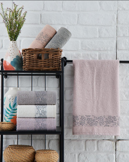 Ornamental Vine Motif Jacquard Towel - Purry