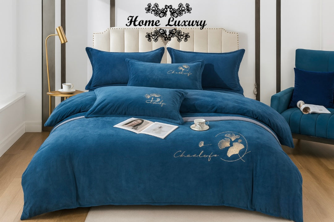 Embroidered Velvet Bed Set Double - Home Luxury