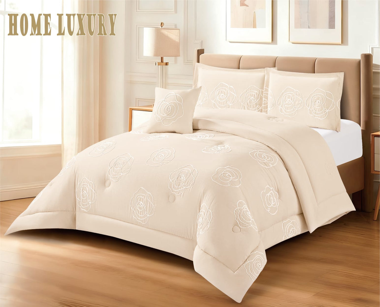 Embroidered Comforter Set Double "Floral" - Home Luxury